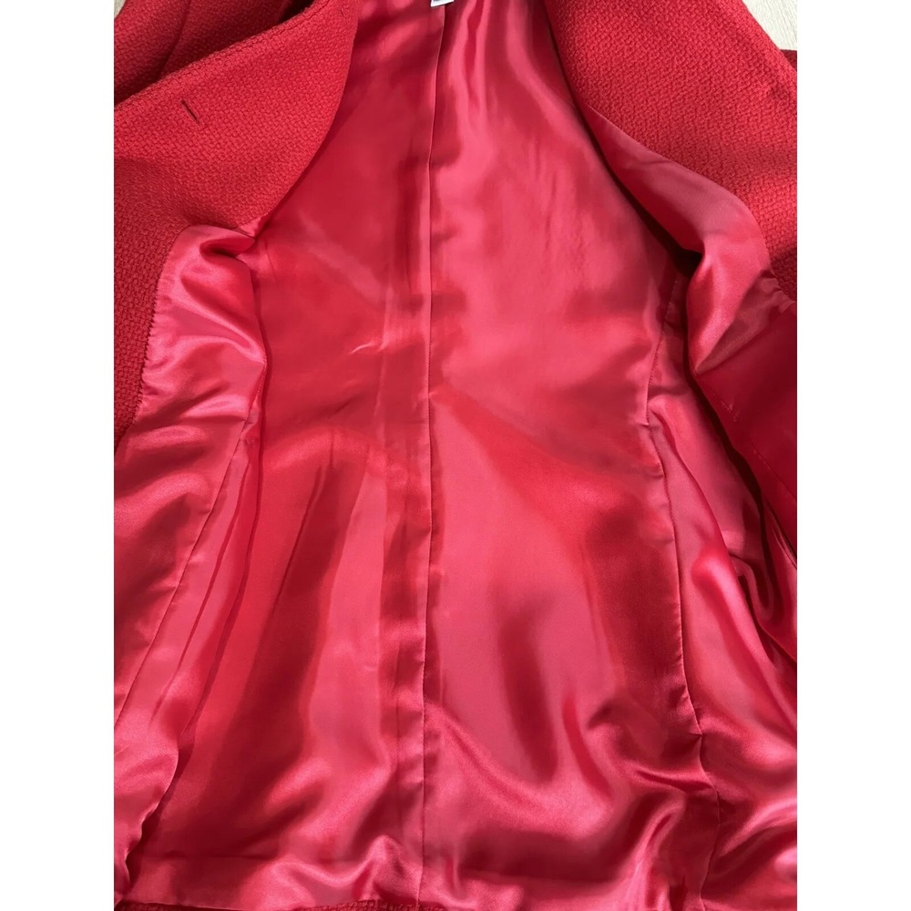 Talbots Wool Coat Women's 14 Petites Red Textured Winter Button Down Jacket - Picture 8 of 10